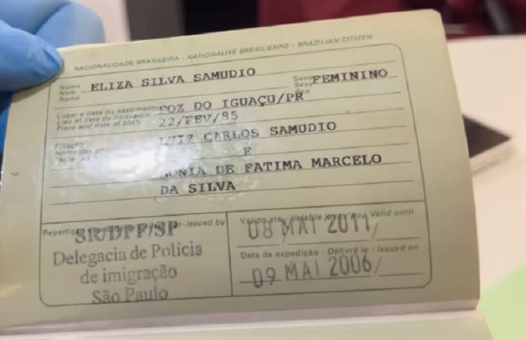 Passaporte de Eliza Samudio - dados pessoais